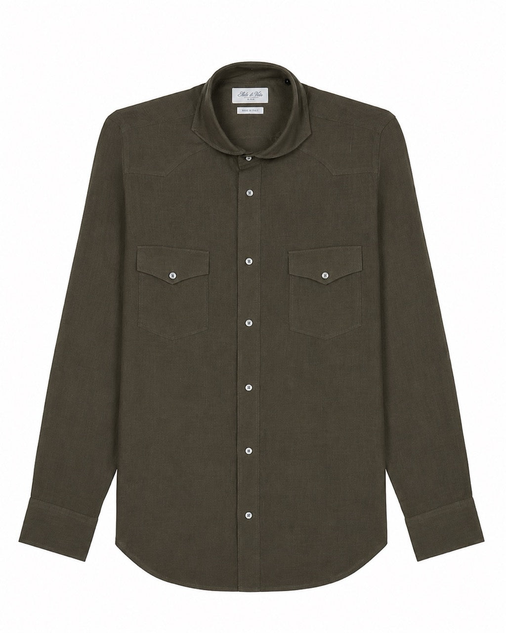 Camicia Texana Lino Tinta Unita